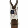 Durango Rebel by Distressed Flag Embroidery Western Boot, BAY BROWN/WHITE, M, Size 8 DDB0312